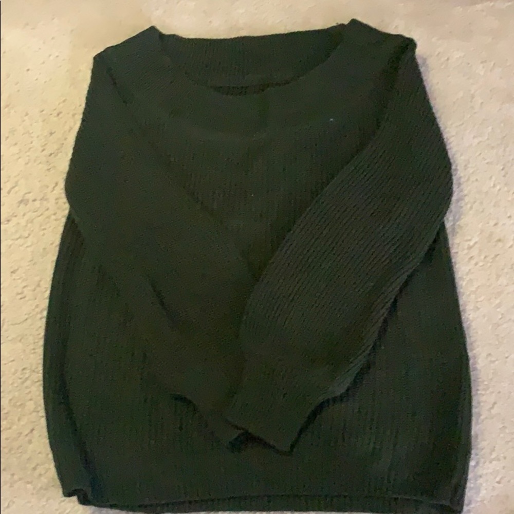 Army green off the shoulder sweater